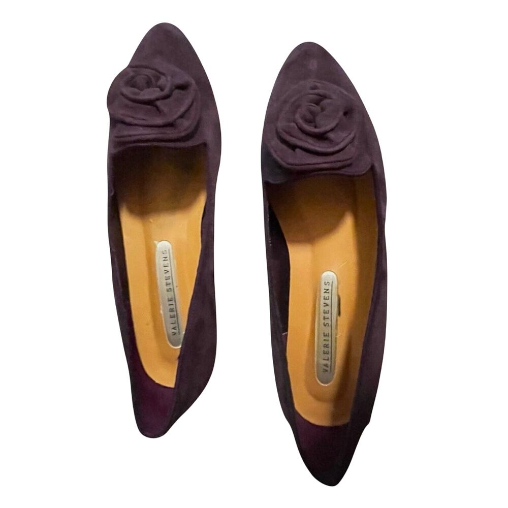 Woman’s Purple Kid Suede Flat Shoes Valerie Steven’s Marta B1025 Sz 8.5 M Retro